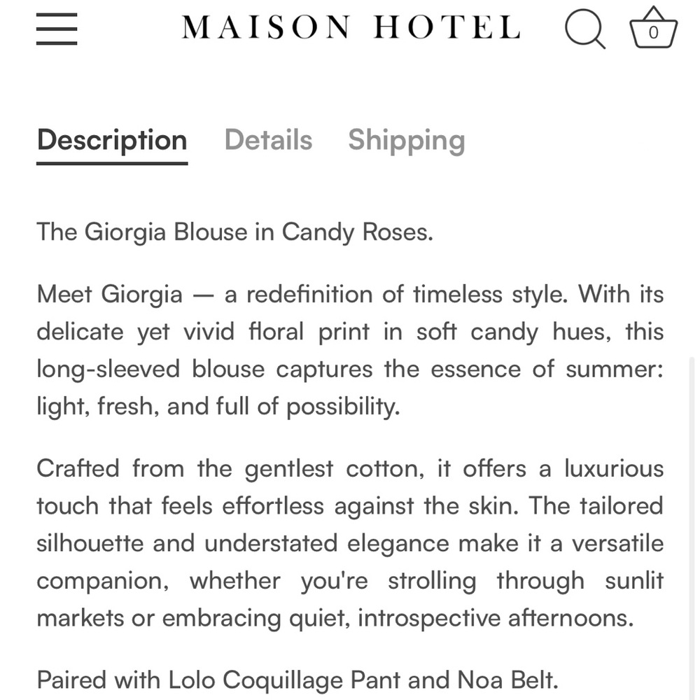 NWT Maison Hotel Georgia Blouse in Candy Roses Floral Shirt - M - Picture 6 of 10
